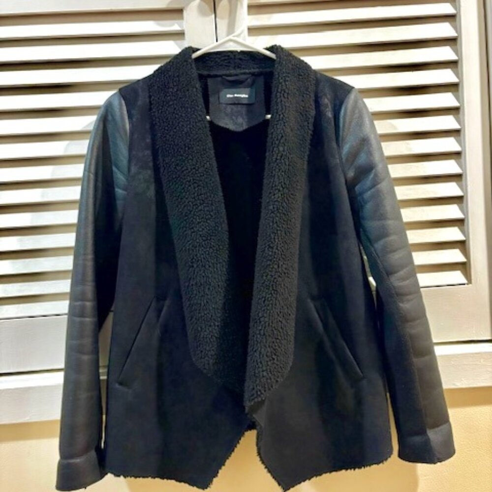 The Kooples Sport Black Flux Suede Women's Open Drape Coat Size Us 4